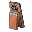 For Xiaomi Redmi Note 14 Pro+ 5G Carbon Fiber Vertical Flip Wallet Stand Phone Case(Brown) - 3