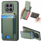 For Xiaomi Redmi Note 14 Pro+ 5G Carbon Fiber Vertical Flip Wallet Stand Phone Case(Green) - 1