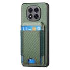 For Xiaomi Redmi Note 14 Pro+ 5G Carbon Fiber Vertical Flip Wallet Stand Phone Case(Green) - 2