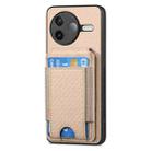 For Redmi K80 / Poco F7 Pro Carbon Fiber Vertical Flip Wallet Stand Phone Case(Khaki) - 2