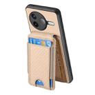 For Redmi K80 / Poco F7 Pro Carbon Fiber Vertical Flip Wallet Stand Phone Case(Khaki) - 3