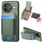 For Redmi K80 / Poco F7 Pro Carbon Fiber Vertical Flip Wallet Stand Phone Case(Green) - 1