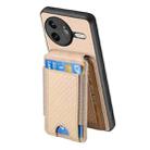 For Redmi K80 Pro / Poco F7 Ultra Carbon Fiber Vertical Flip Wallet Stand Phone Case(Khaki) - 3