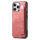 For iPhone 16 Pro Max Retro Wristband Holder Leather Back Phone Case(Pink) - 1