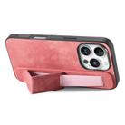 For iPhone 16 Pro Max Retro Wristband Holder Leather Back Phone Case(Pink) - 2