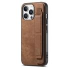 For iPhone 16 Pro Max Retro Wristband Holder Leather Back Phone Case(Brown) - 1