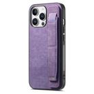 For iPhone 16 Pro Max Retro Wristband Holder Leather Back Phone Case(Purple) - 1