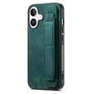 For iPhone 16 Plus Retro Wristband Holder Leather Back Phone Case(Green) - 1