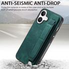 For iPhone 16 Plus Retro Wristband Holder Leather Back Phone Case(Green) - 3