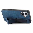 For iPhone 16 Retro Wristband Holder Leather Back Phone Case(Blue) - 2