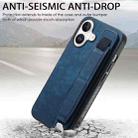 For iPhone 16 Retro Wristband Holder Leather Back Phone Case(Blue) - 3