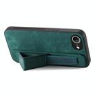 For iPhone 16e Retro Wristband Holder Leather Back Phone Case(Green) - 2