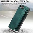 For iPhone 16e Retro Wristband Holder Leather Back Phone Case(Green) - 3