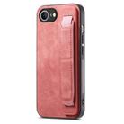 For iPhone 16e Retro Wristband Holder Leather Back Phone Case(Pink) - 1
