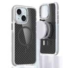 For iPhone 15 Plus Magsafe Dual-Color Carbon Fiber Phone Case(Grey) - 1
