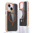 For iPhone 15 Magsafe Dual-Color Carbon Fiber Phone Case(Orange) - 1