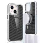 For iPhone 14 Plus Magsafe Dual-Color Carbon Fiber Phone Case(Grey) - 1