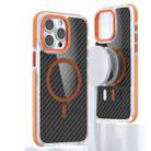 For iPhone 14 Pro Magsafe Dual-Color Carbon Fiber Phone Case(Orange) - 1