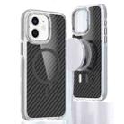 For iPhone 12 Magsafe Dual-Color Carbon Fiber Phone Case(Grey) - 1