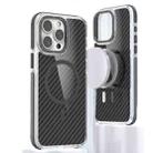 For iPhone 12 Pro Max Magsafe Dual-Color Carbon Fiber Phone Case(Black) - 1