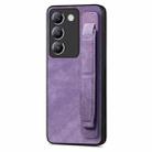 For vivo Y100 IDN Retro Wristband Holder Leather Back Phone Case(Purple) - 1