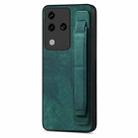 For vivo S18 Pro Retro Wristband Holder Leather Back Phone Case(Green) - 1