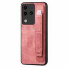 For vivo S18 Pro Retro Wristband Holder Leather Back Phone Case(Pink) - 1