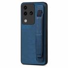 For vivo S18 Pro Retro Wristband Holder Leather Back Phone Case(Blue) - 1