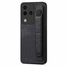 For vivo S18 Retro Wristband Holder Leather Back Phone Case(Black) - 1