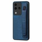 For vivo S18 Retro Wristband Holder Leather Back Phone Case(Blue) - 1