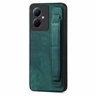 For vivo Y78+ Retro Wristband Holder Leather Back Phone Case(Green) - 1
