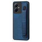 For vivo Y78+ Retro Wristband Holder Leather Back Phone Case(Blue) - 1