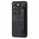 For vivo Y100 Retro Wristband Holder Leather Back Phone Case(Black) - 1