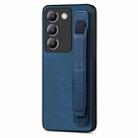 For vivo Y100 Retro Wristband Holder Leather Back Phone Case(Blue) - 1