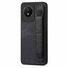 For vivo Y02 Retro Wristband Holder Leather Back Phone Case(Black) - 1