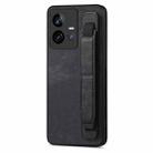 For vivo iQOO 11 5G Retro Wristband Holder Leather Back Phone Case(Black) - 1