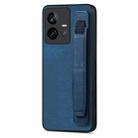 For vivo iQOO 11 5G Retro Wristband Holder Leather Back Phone Case(Blue) - 1