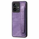 For vivo iQOO 11 5G Retro Wristband Holder Leather Back Phone Case(Purple) - 1