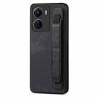 For vivo Y16 Retro Wristband Holder Leather Back Phone Case(Black) - 1