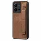 For vivo V25 Retro Wristband Holder Leather Back Phone Case(Brown) - 1