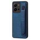 For vivo V25 Retro Wristband Holder Leather Back Phone Case(Blue) - 1