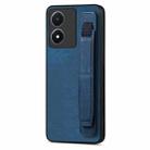 For vivo Y02S Retro Wristband Holder Leather Back Phone Case(Blue) - 1