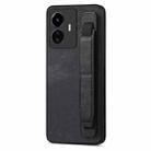 For vivo Y77 5G Retro Wristband Holder Leather Back Phone Case(Black) - 1