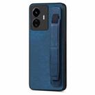 For vivo Y77 5G Retro Wristband Holder Leather Back Phone Case(Blue) - 1