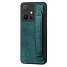 For vivo Y75 5G Retro Wristband Holder Leather Back Phone Case(Green) - 1