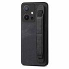 For vivo Y75 5G Retro Wristband Holder Leather Back Phone Case(Black) - 1