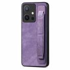 For vivo Y75 5G Retro Wristband Holder Leather Back Phone Case(Purple) - 1