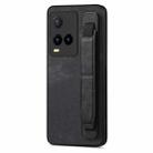 For vivo Y21s Retro Wristband Holder Leather Back Phone Case(Black) - 1