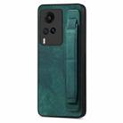 For vivo X60 Retro Wristband Holder Leather Back Phone Case(Green) - 1