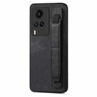 For vivo X60 Retro Wristband Holder Leather Back Phone Case(Black) - 1